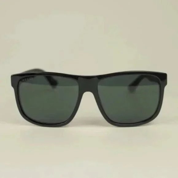 Gucci GG0010S Black Rectangular Grosgrain Sunglasses